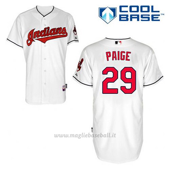 Maglia Baseball Uomo Cleveland Indians Satchel Paige 29 Bianco 1ªCool Base